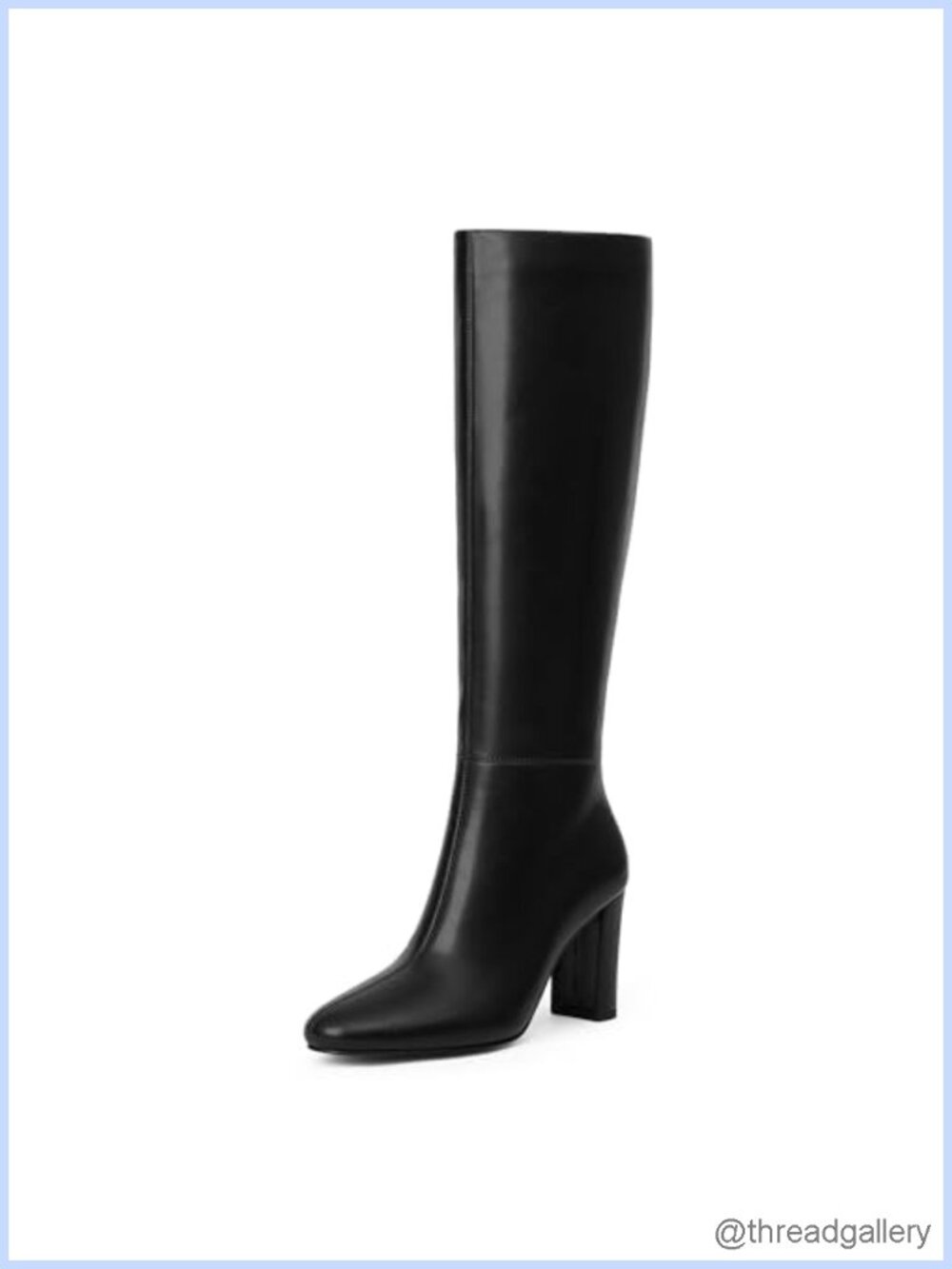 Chunky Heel Knee High Boots Faux Leather Rounded Toe Women's Tall Boots